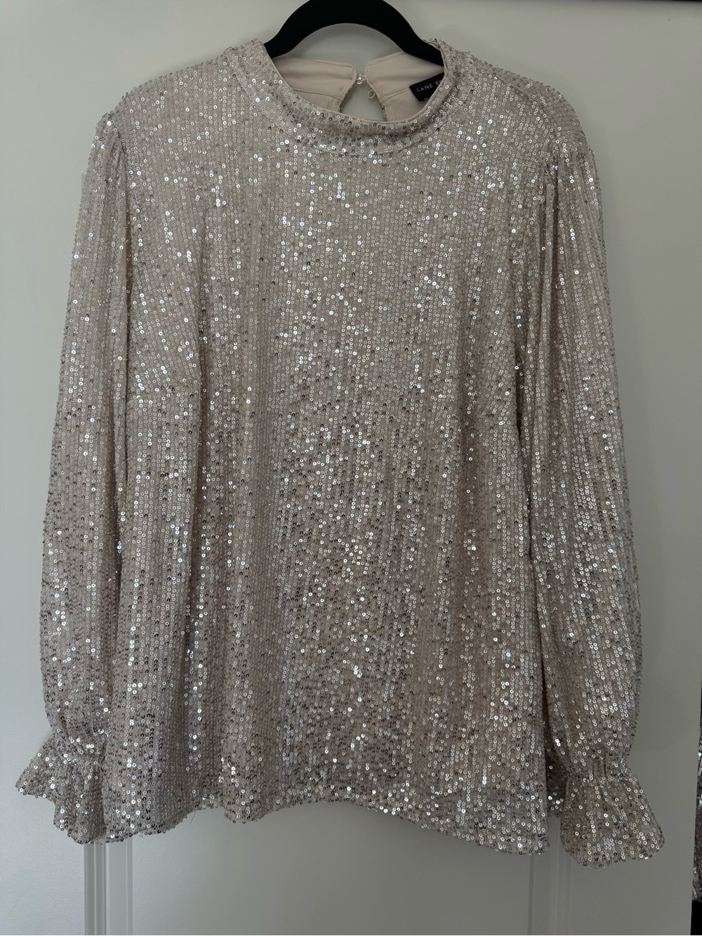 Lane Bryant Champagne Sequin Long Sleeve Top